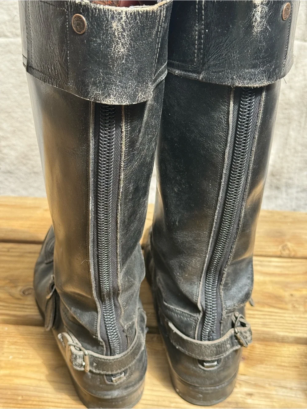 Goldtop Black Leather Men's Motorcycle Riding Boots
